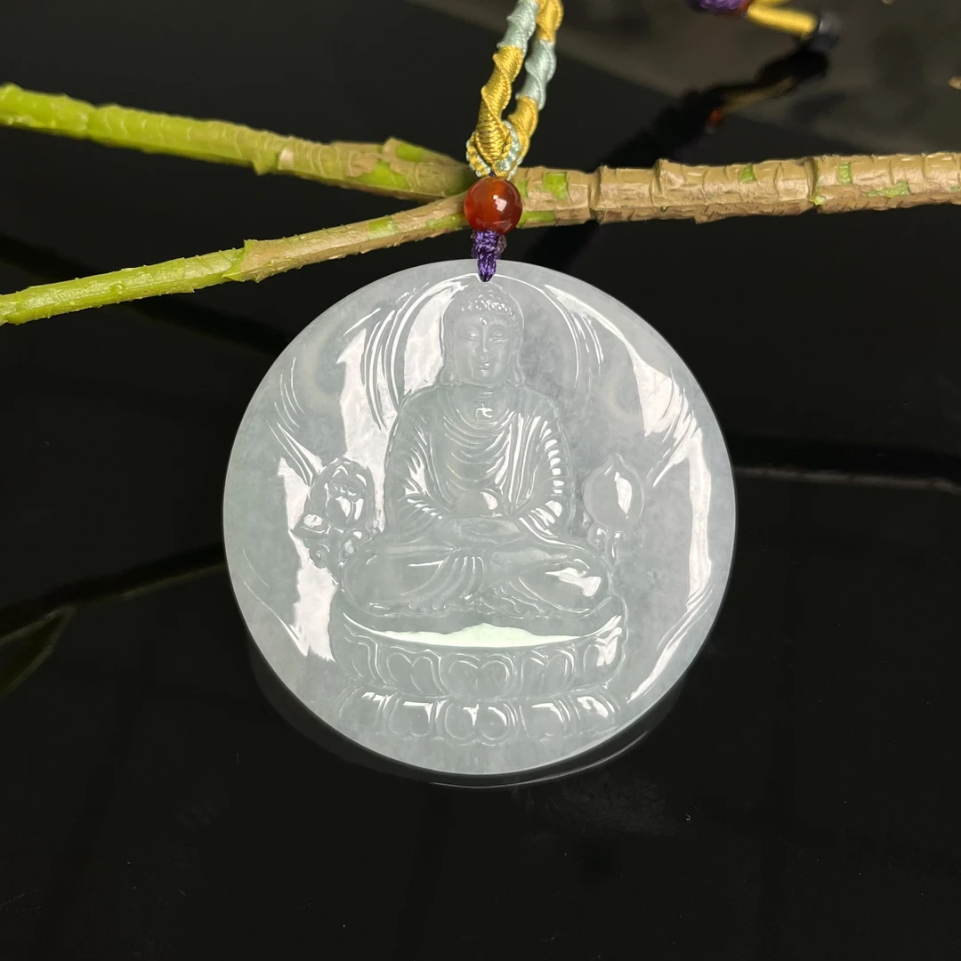 (生肖狗/猪)天然翡翠阿弥陀佛挂件（YP2215）十二生肖