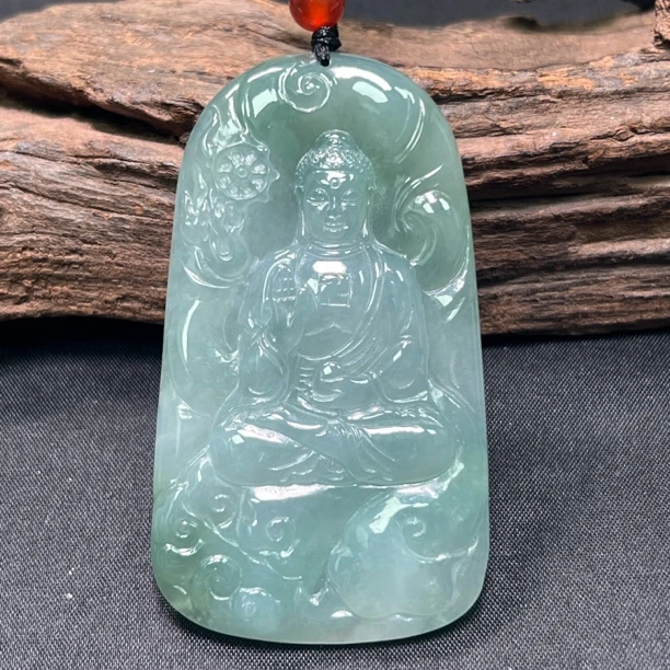(生肖羊猴)天然翡翠大日如来挂件 （YW6575）十二生肖守护神