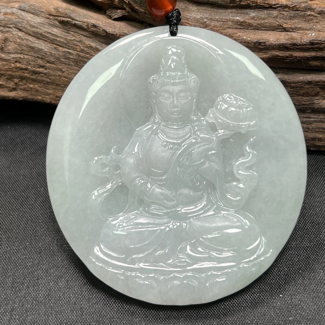 (生肖马)天然翡翠大势至菩萨挂件（YW6530）十二生肖守护神