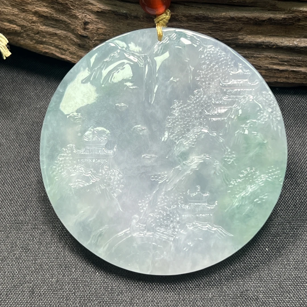 天然翡翠山水牌挂件（YW6594）