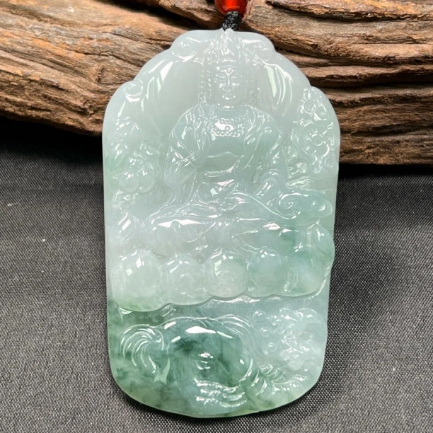 (生肖龙蛇)天然翡翠普贤菩萨挂件（YW6642）十二生肖守护神