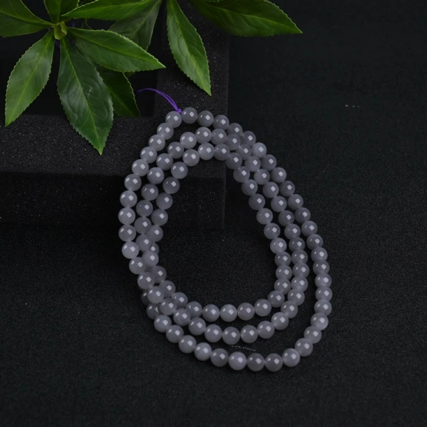 天然和田玉青海料烟紫108项链珠串0.8圆珠（WH3107）