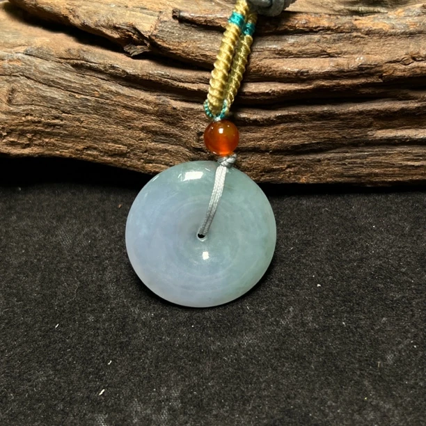 天然翡翠平安扣长心眼挂件 27.6x6mm（YW6437）