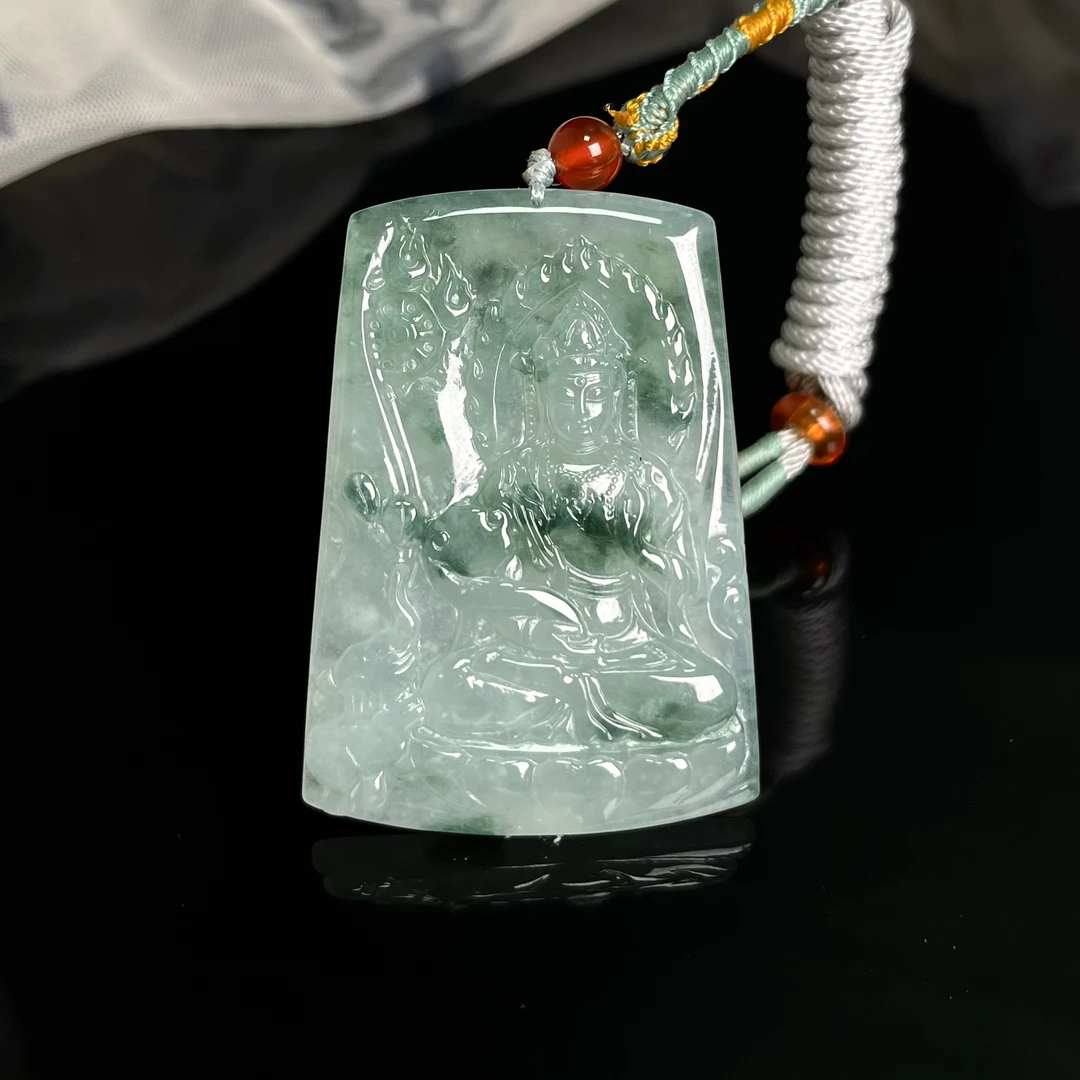 (生肖龙蛇)天然翡翠普贤菩萨挂件（YW8090）十二生肖