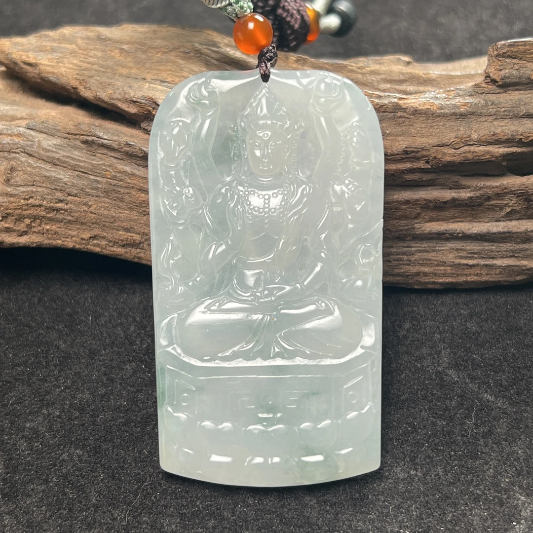 (生肖鼠)天然翡翠千手观音挂件（YW6004）守护神