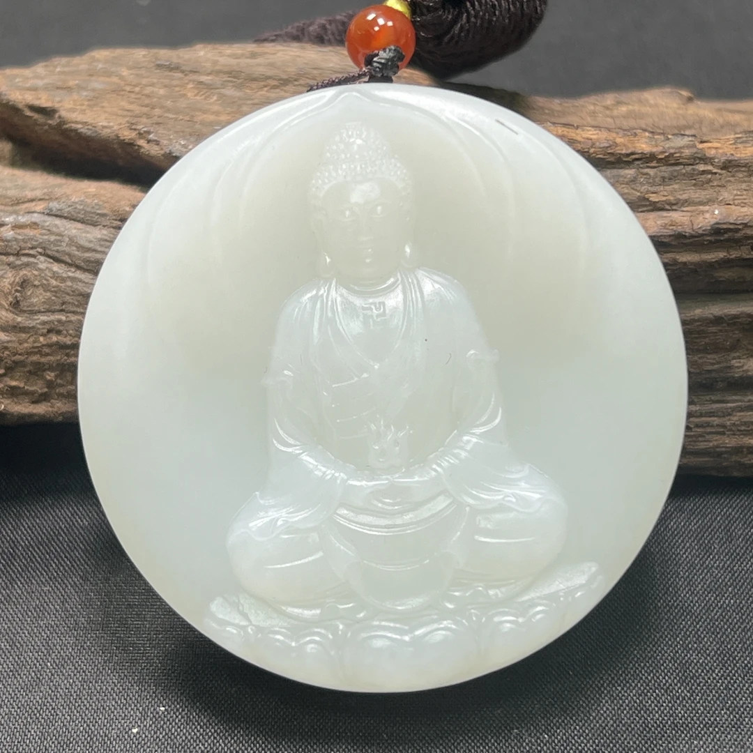 (生肖狗/猪)天然俄料和田玉阿弥陀佛挂件（WH0734）守护神