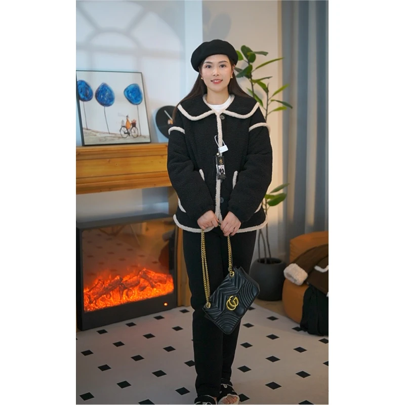 小香风2024新款女睡衣三层加绒加厚冬季套装时尚红色宽松毛绒保暖