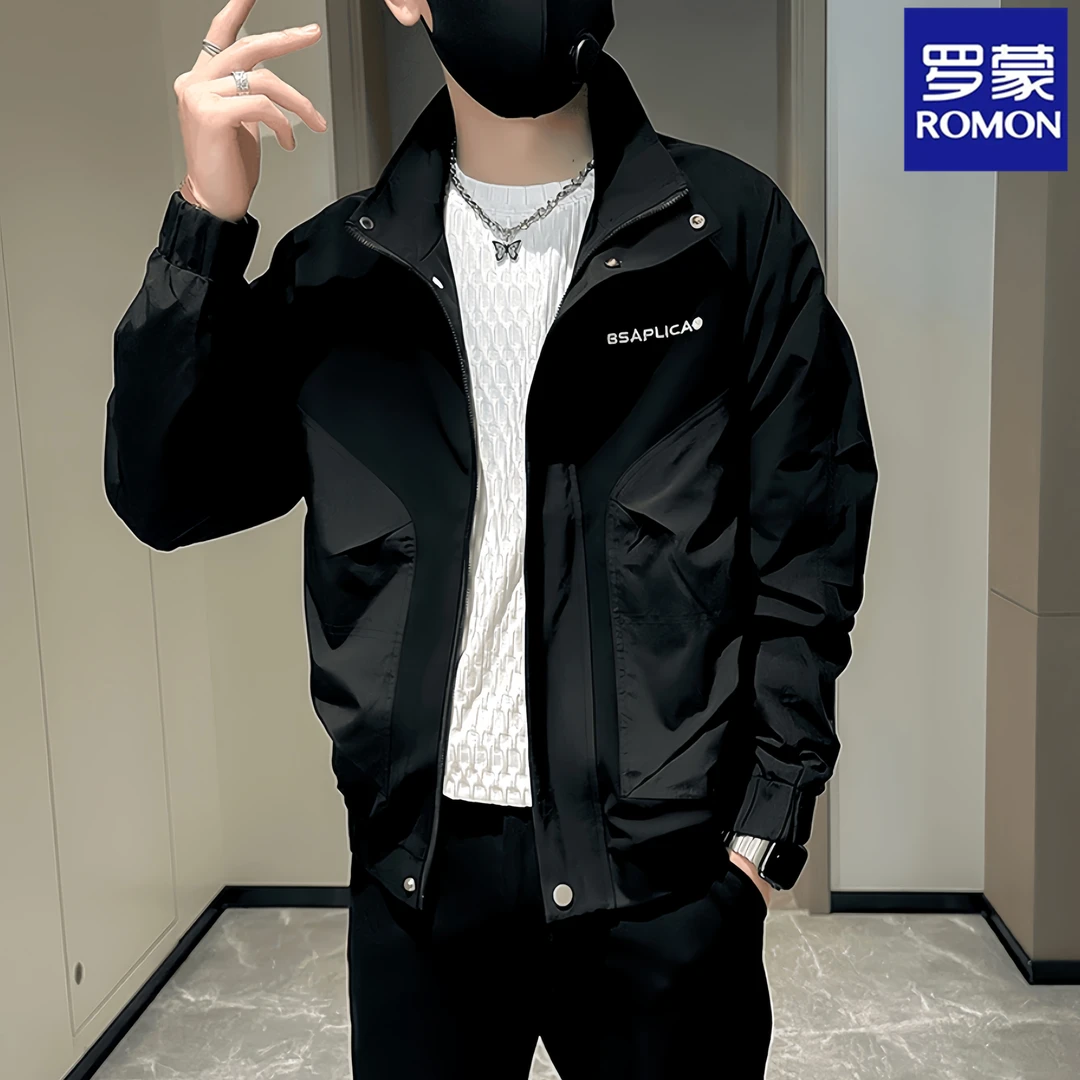 罗蒙新款工装夹克男士春秋季潮流外套百搭宽松韩版立领上衣外套男