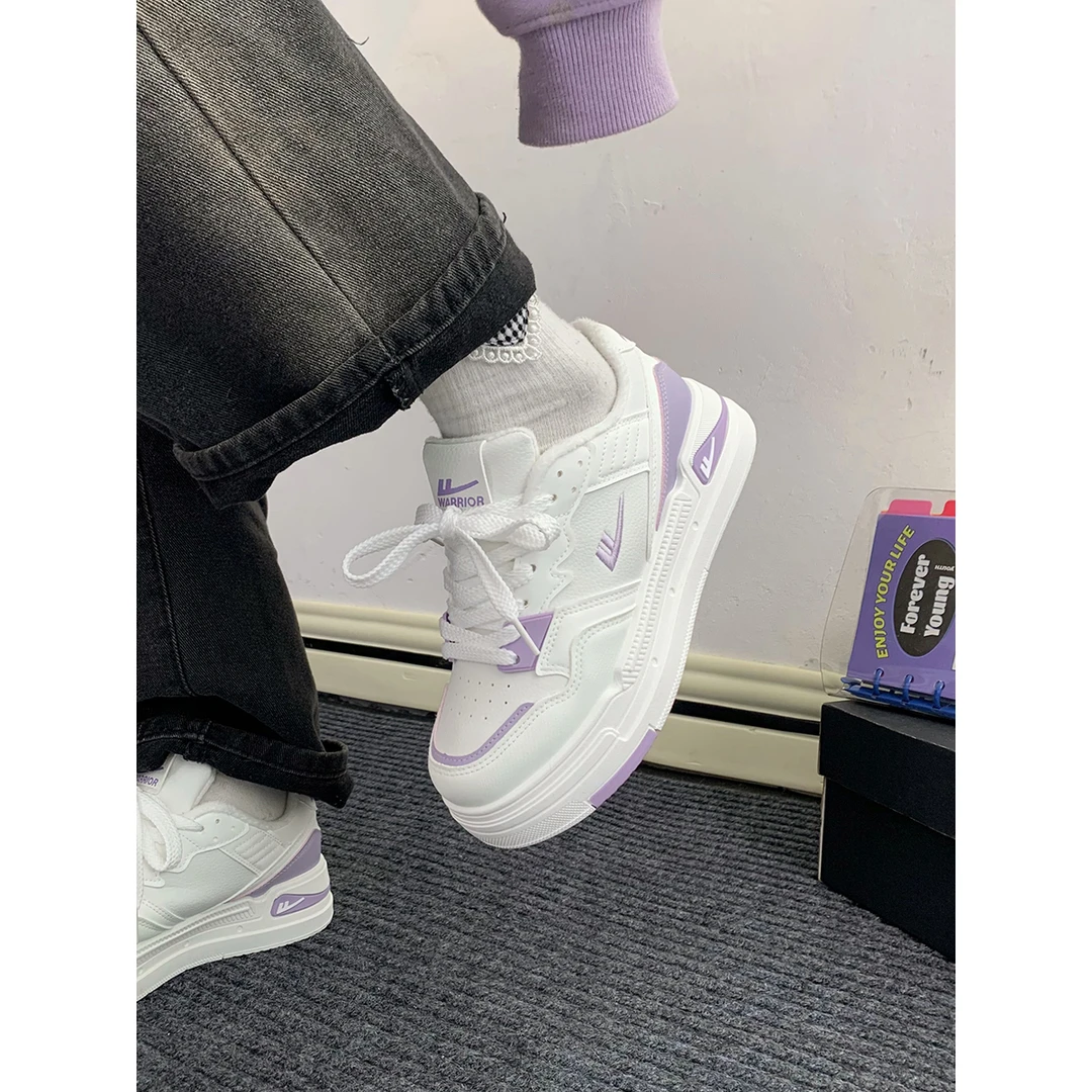 回力紫色小白鞋女2024春秋新款厚底休闲运动鞋学生百搭板鞋ins潮