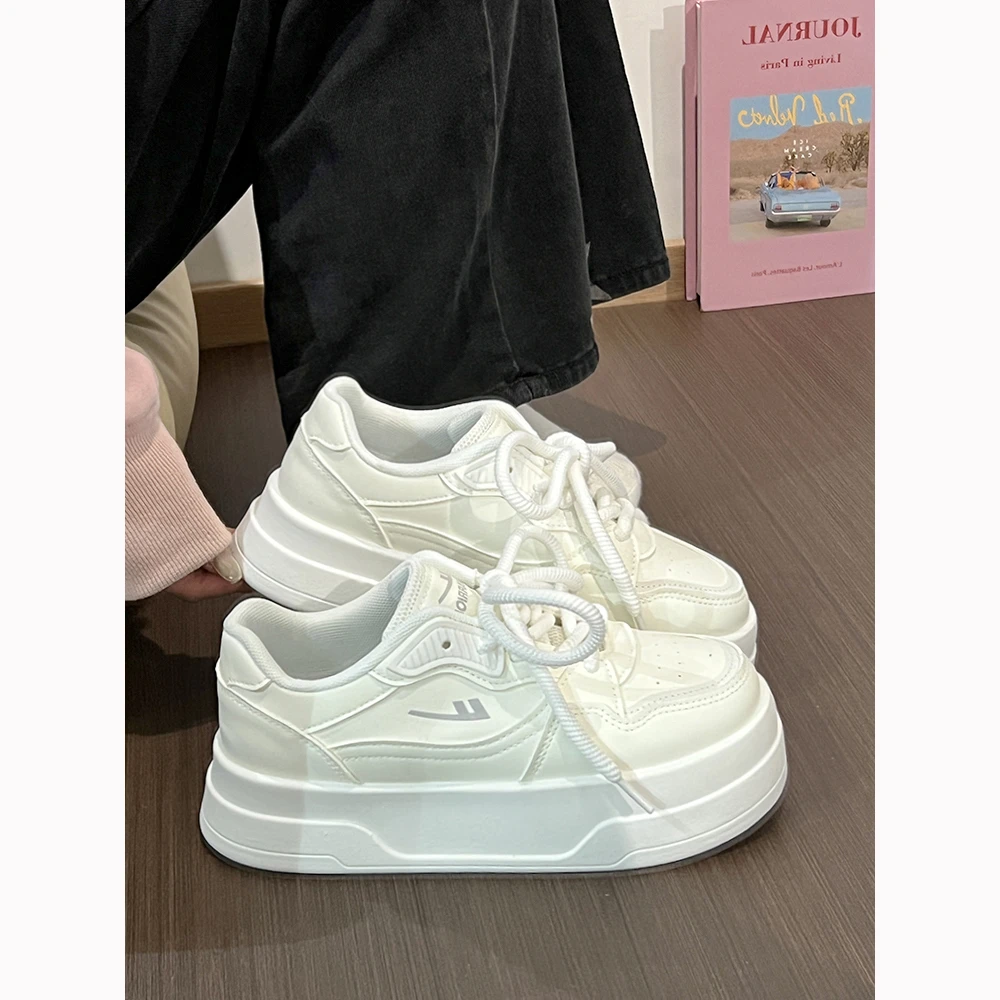 [份丝浮力]回力板鞋女新款2024夏季百搭网面透气松糕厚底小白鞋