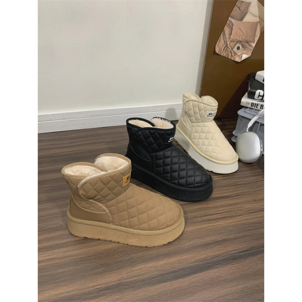 回力厚底雪地靴女皮毛一体2024年新款冬季加绒保暖防水东北大棉鞋