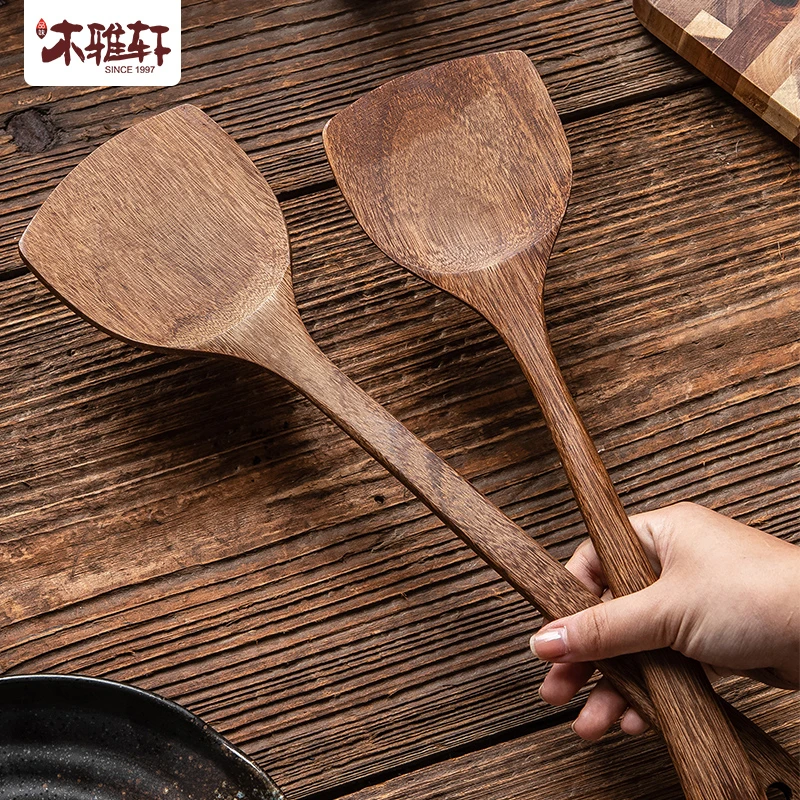 鸡翅木长柄锅铲木铲子实木家用菜铲勺铲无漆炒菜勺子不伤锅加长