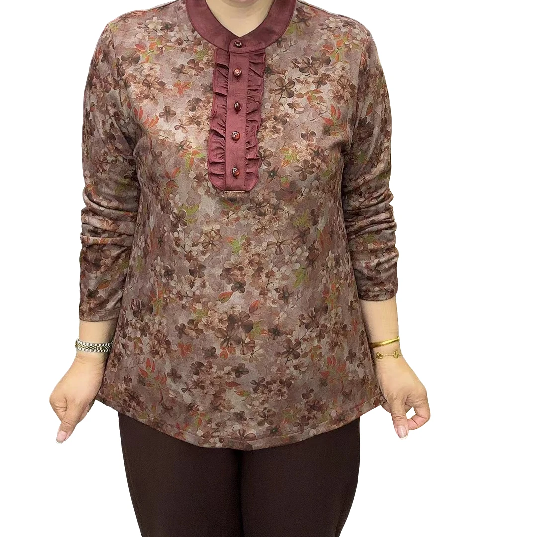 圆领排扣木耳边美衣