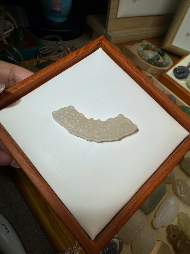 和田玉藕粉玉璜大号挂件