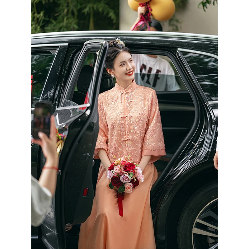 时光裁剪｜婉茹新中式新娘结婚订婚敬酒服国风旗袍气质改良唐装