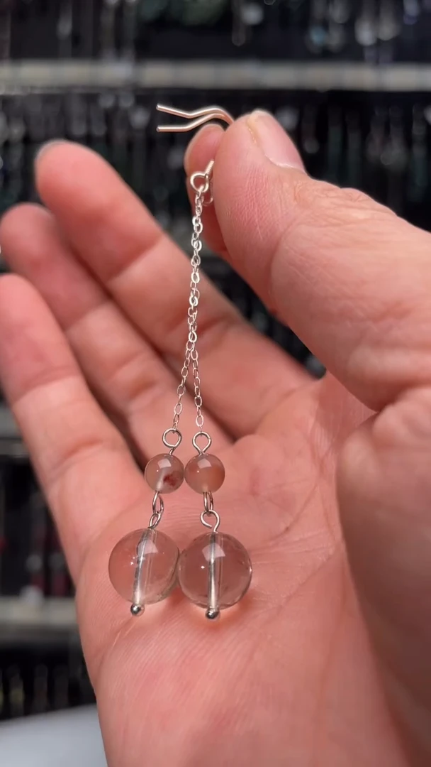 【闪购商品】水晶耳饰银S925镶嵌天棒和拱嘴
