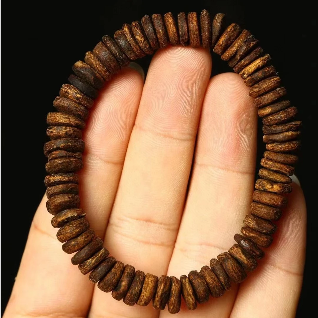 野生缅甸棋楠降真香黄金甲沉水随型片珠