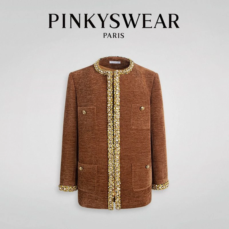 PinkyS Wear性价比品质排行气质女装穿搭高级感丝绒小香风外套