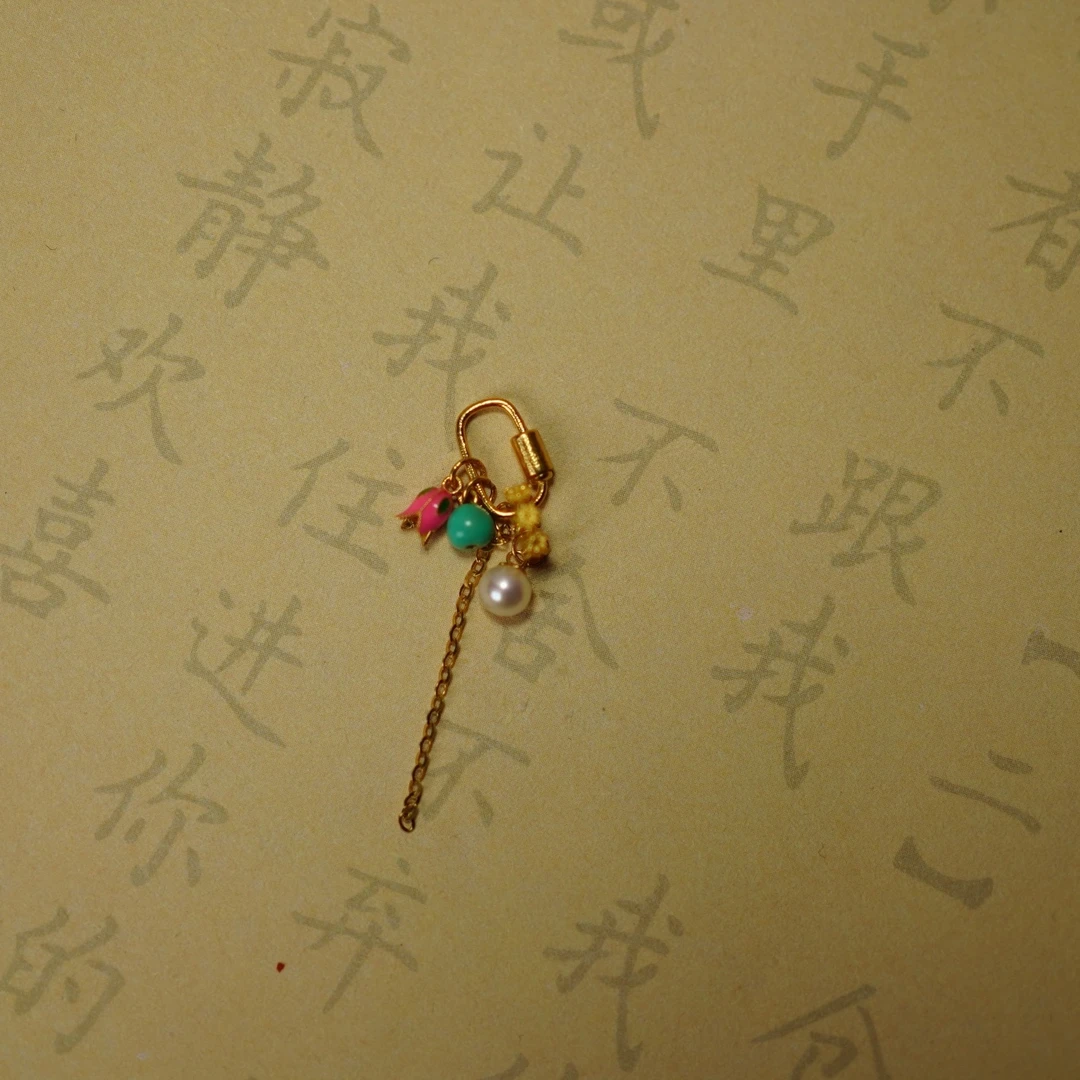 18k金烧蓝万能夹扣吊坠