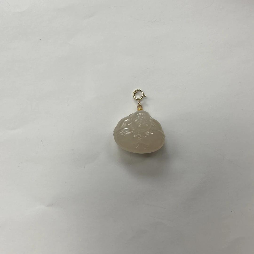 *藕粉*抱抱佛18k金福牌毛衣链