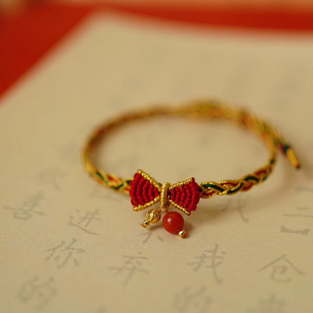 南红18k金手工手绳