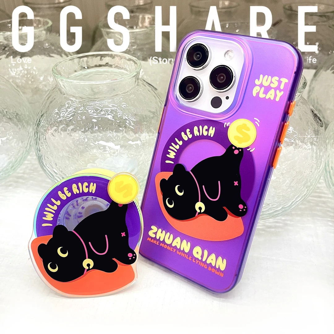 原创躺着"转"钱ins磁吸手机壳优选材质适用苹果14iphone15系列IMD