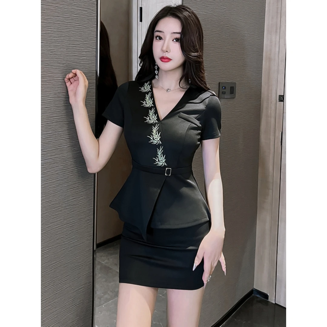 足浴足疗技师工作服气质套装沐足桑拿按摩修身显瘦美容院套装裙女