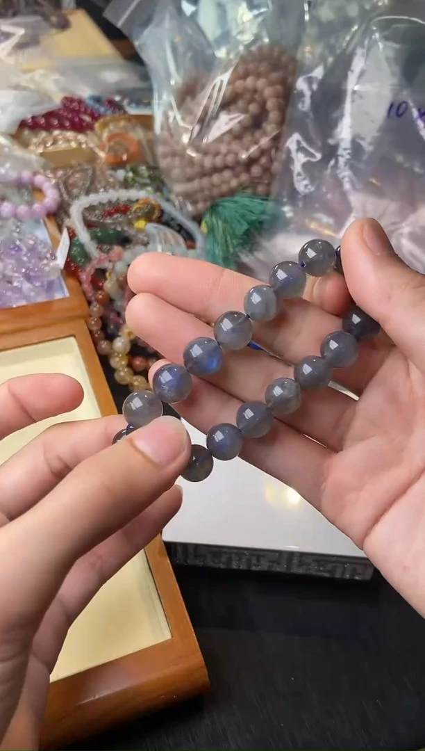 【闪购商品】长石手串未镶嵌 13.34黑体灰月光手串