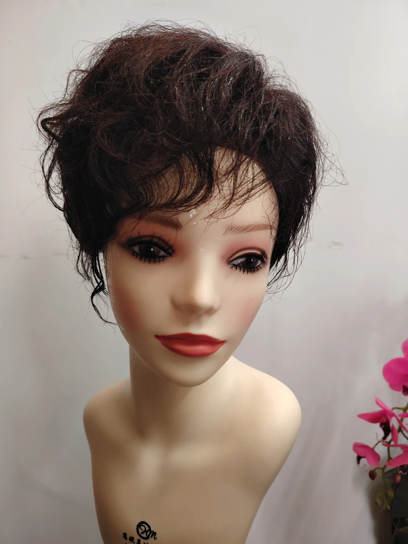 机织真发丝中长发盘发假发