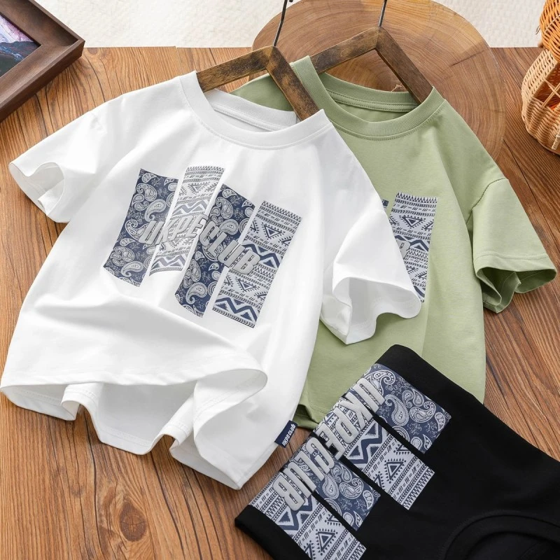 男童短袖T恤夏款2025新款儿童夏季男孩中大童洋气半袖上衣12-15岁