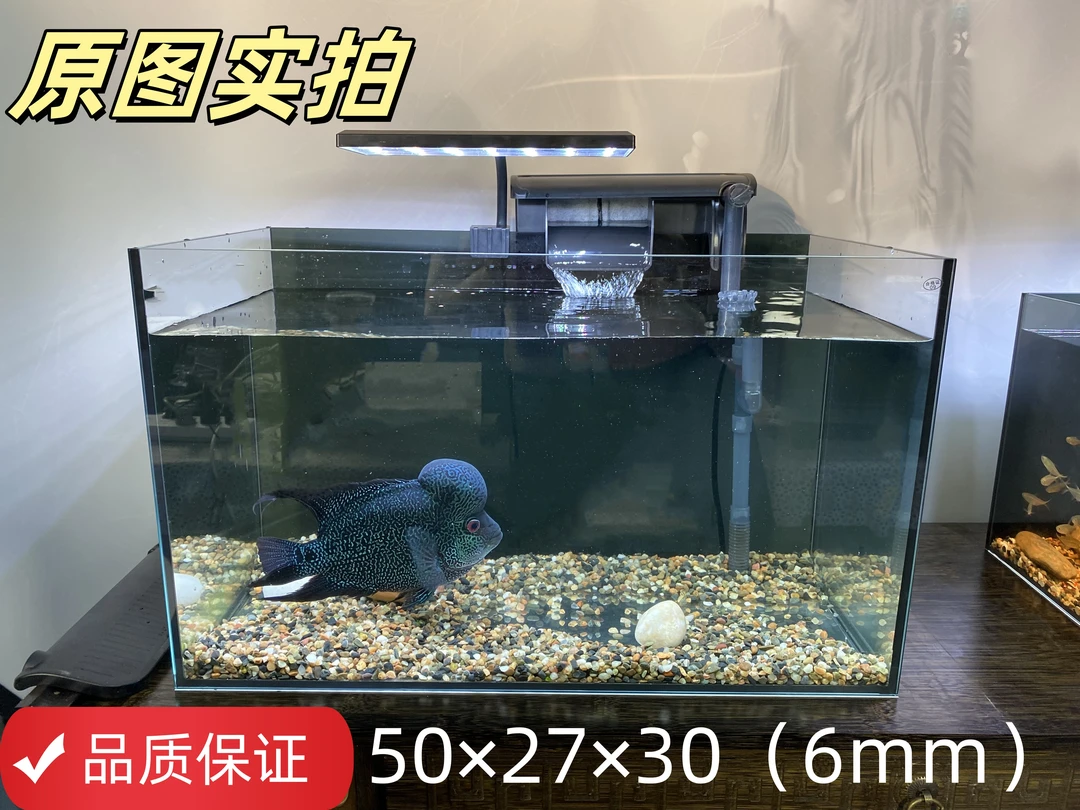 【6毫米加厚】50×27×30CM9396超白玻璃客厅家用鱼缸桌面静音鱼缸