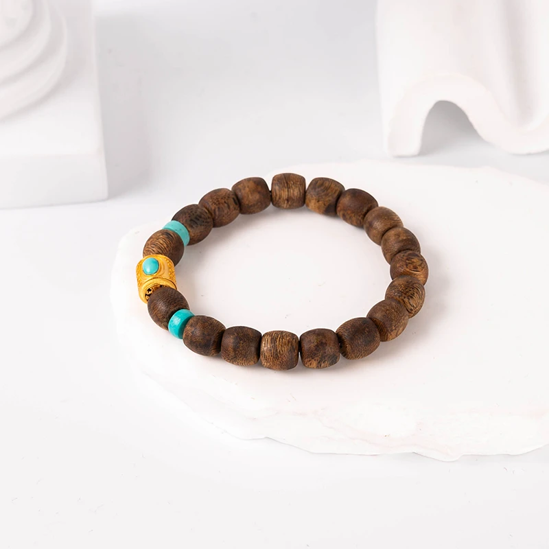 奇楠沉香绿松手串