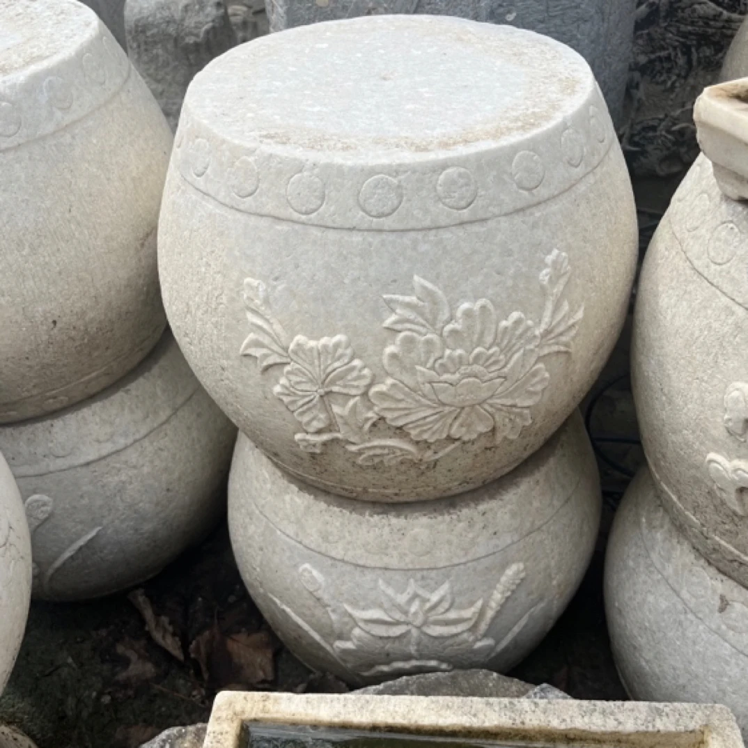老石鼓民间柱顶老物件柱墩旧石墩于古建筑木柱老式底座汉白玉石鼓