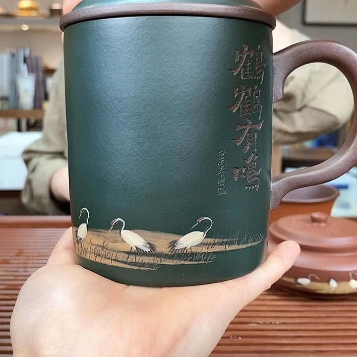 紫砂茶叶罐鹤鹤有鸣盖杯