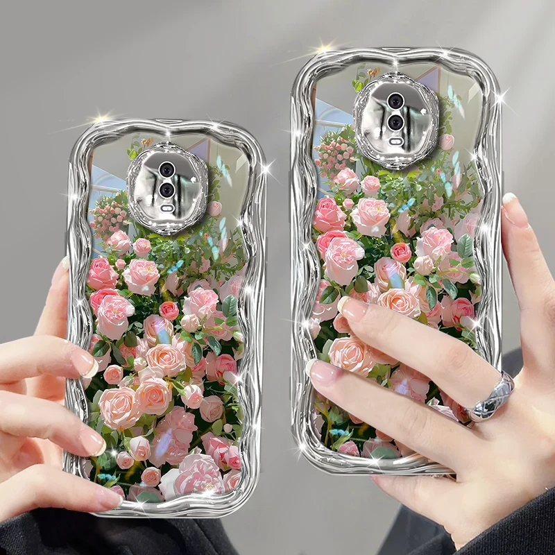 适用oppor17手机壳电镀奶油纹玫瑰花丛全包防摔保护套