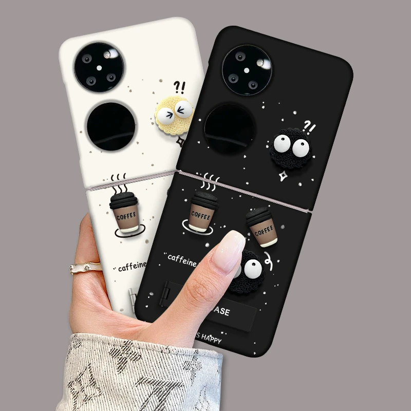 适用华为pocket2手机壳咖啡煤球折叠屏无边框全包保护套