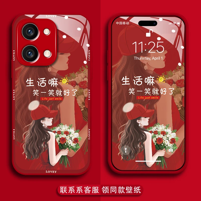 适用opporeno9手机壳阳光女孩金漆玻璃壳防刮镜头全包防摔保护套