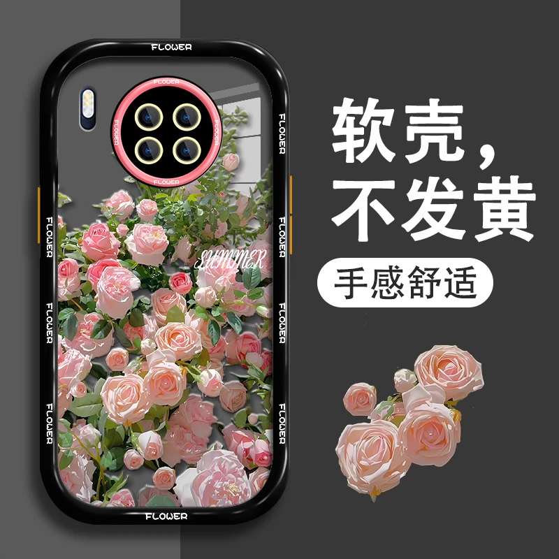适用华为mate30pro手机壳镂空满屏玫瑰奶油硅胶软壳防摔保护套