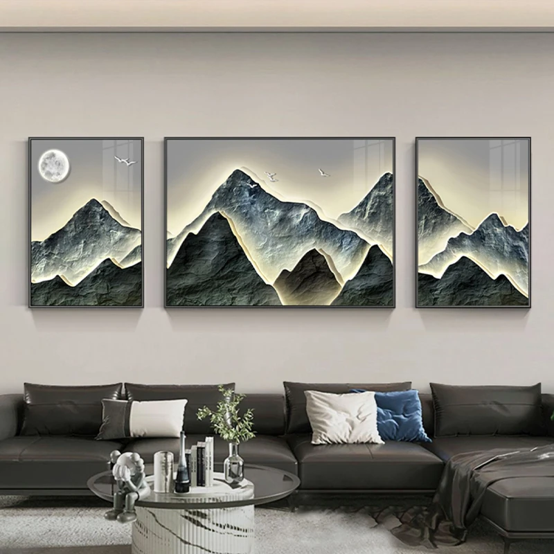 【银河】镶钻轻奢客厅装饰画沙发背景墙山水挂画50*70/100*70/50*70