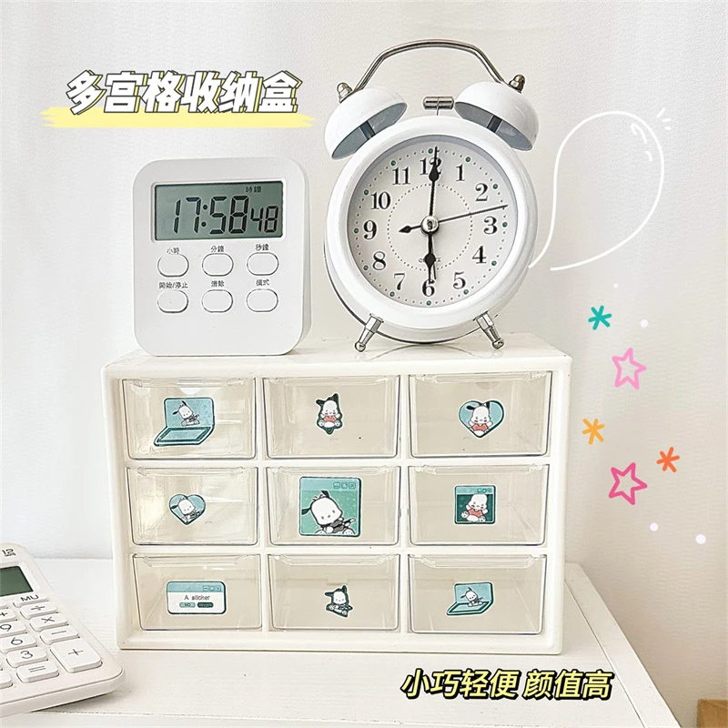 九宫格少女收纳盒收纳桌面透明防尘宿舍收纳盒文具首饰整理盒