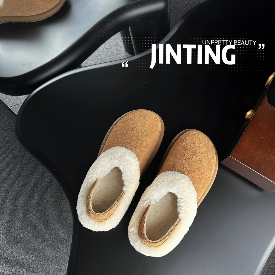 秋冬韩版时尚百搭休闲加绒加厚保暖设计感两穿博肯鞋女-HT249098