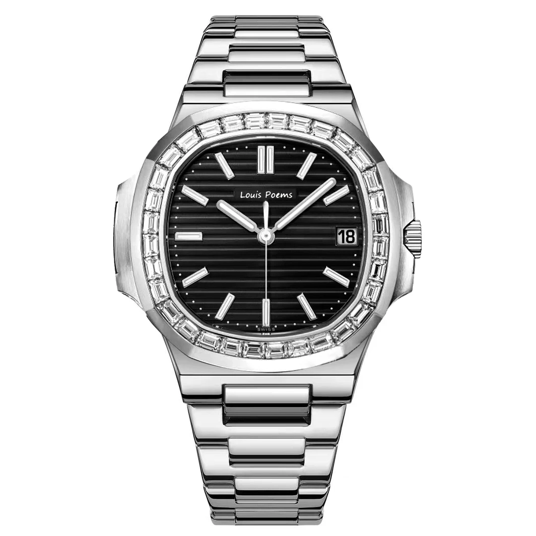 【Scotland】鹦鹉螺黑面男士时尚潮流大气高端腕表日历款防水-杰