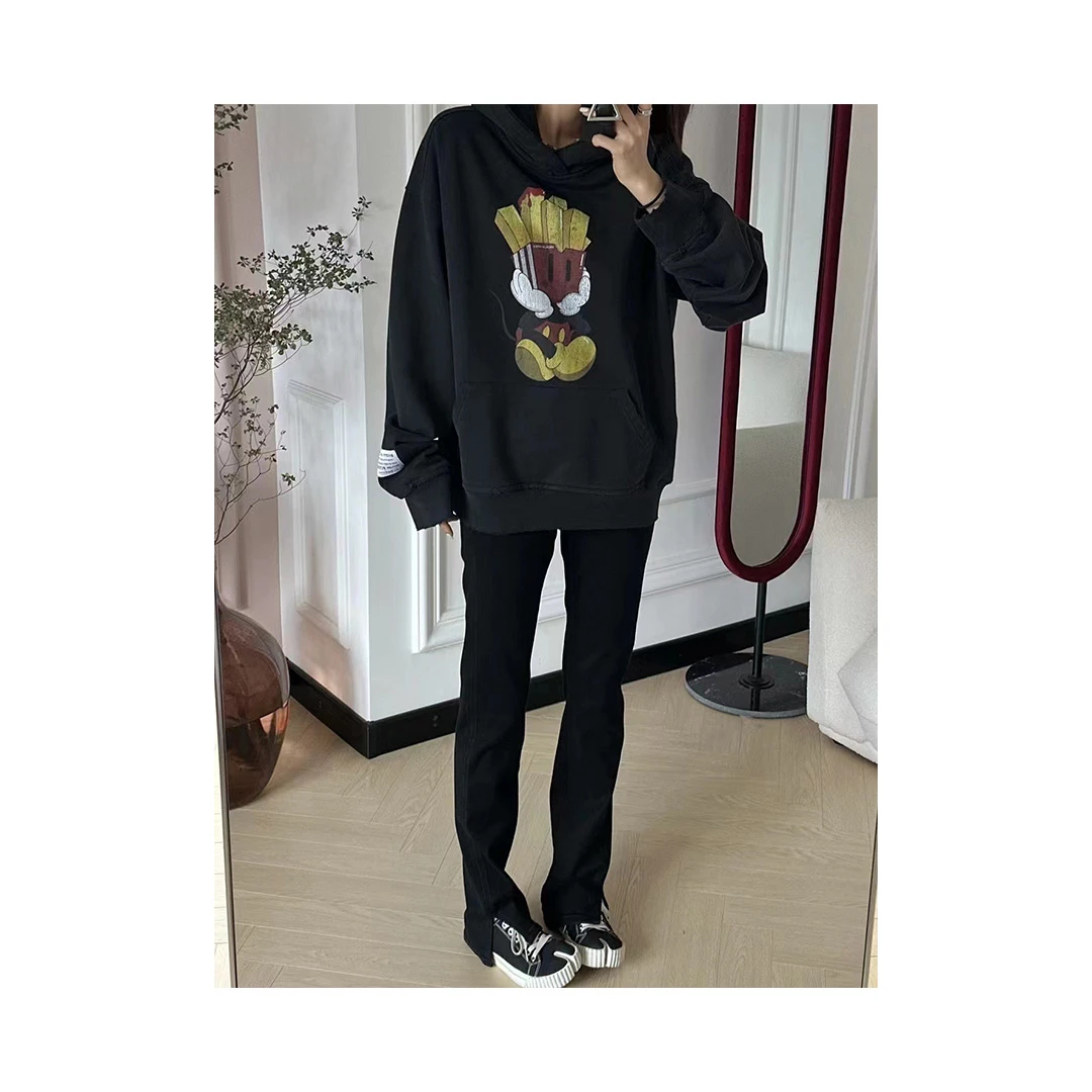 PUREY.WR 薯条印花水洗做旧连帽卫衣/公价2480/正品保障/假一赔三