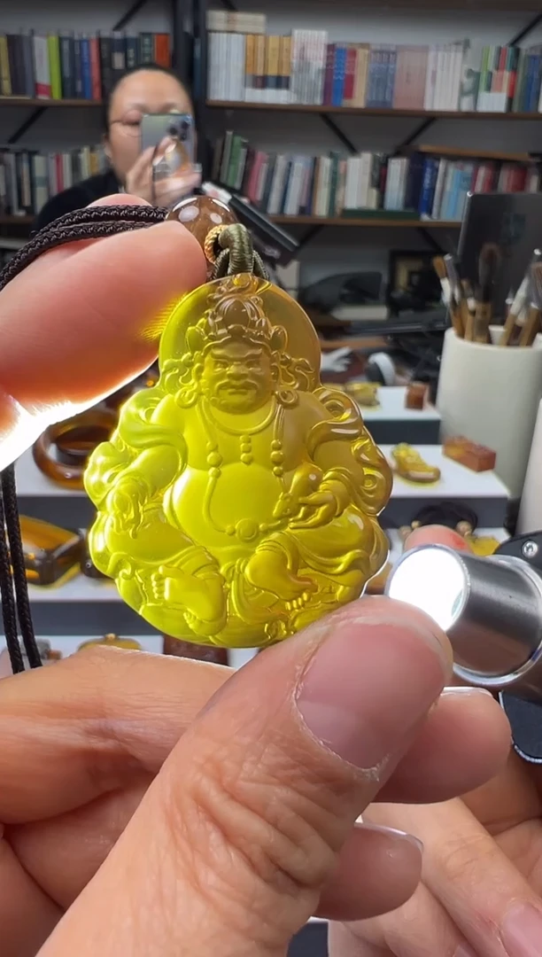 【闪购商品】琥珀颈饰未镶嵌黄财神吊坠