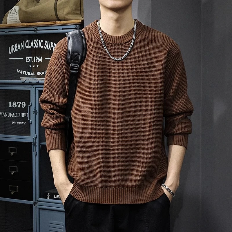 GTRT春秋长袖休闲冬季加厚重磅美式复古男士毛衣慵懒风内搭打底衫