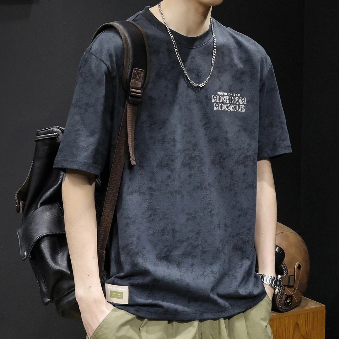 GTRT云染短袖t恤男士宽松大码潮牌夏季简约新款纯棉休闲百搭半袖