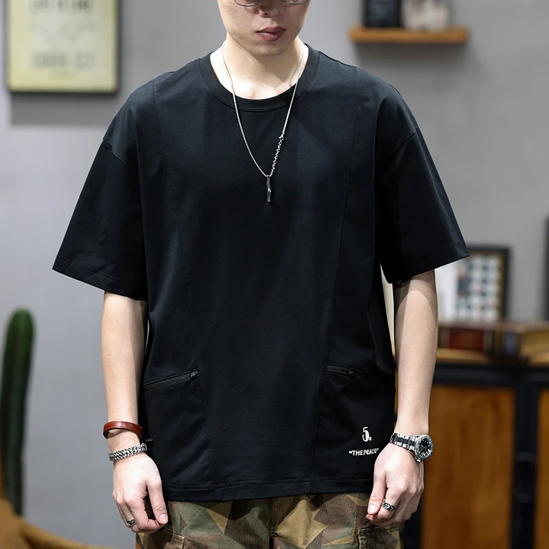 GTRT冰丝速干短袖t恤男士潮牌多口袋工装上衣夏季简约潮流百搭