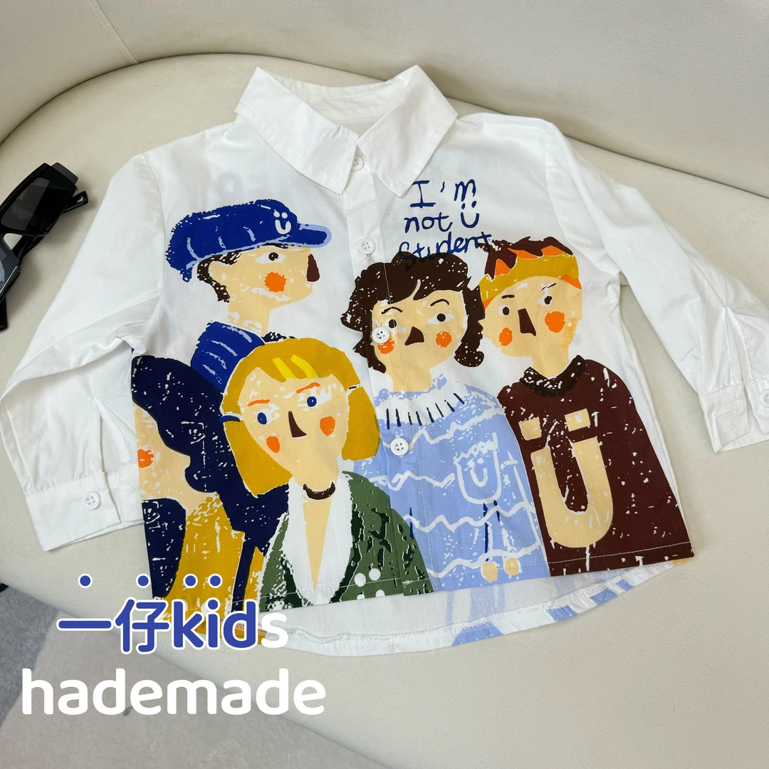 2025春季新款涂鸦印花衬衫童装儿童时尚印花衬衫外套洋气休闲