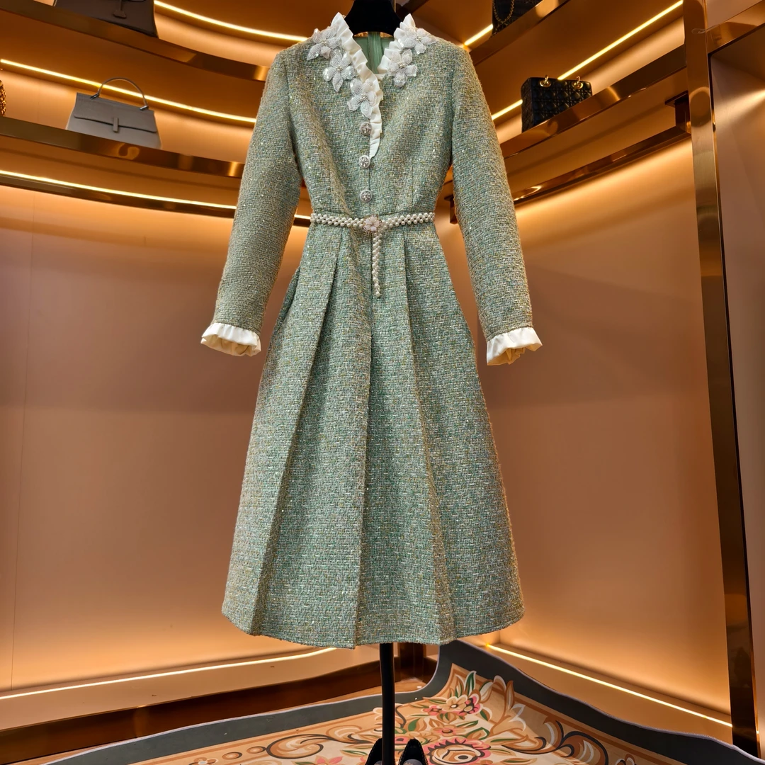 【绿光森林】[晖晖]轻奢设计师优雅气质修身时尚收腰连衣裙-85860