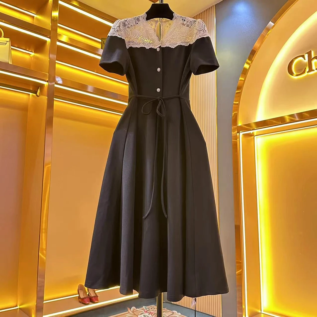 【】新款显瘦气质法式名媛优雅新中式收腰修身连衣裙